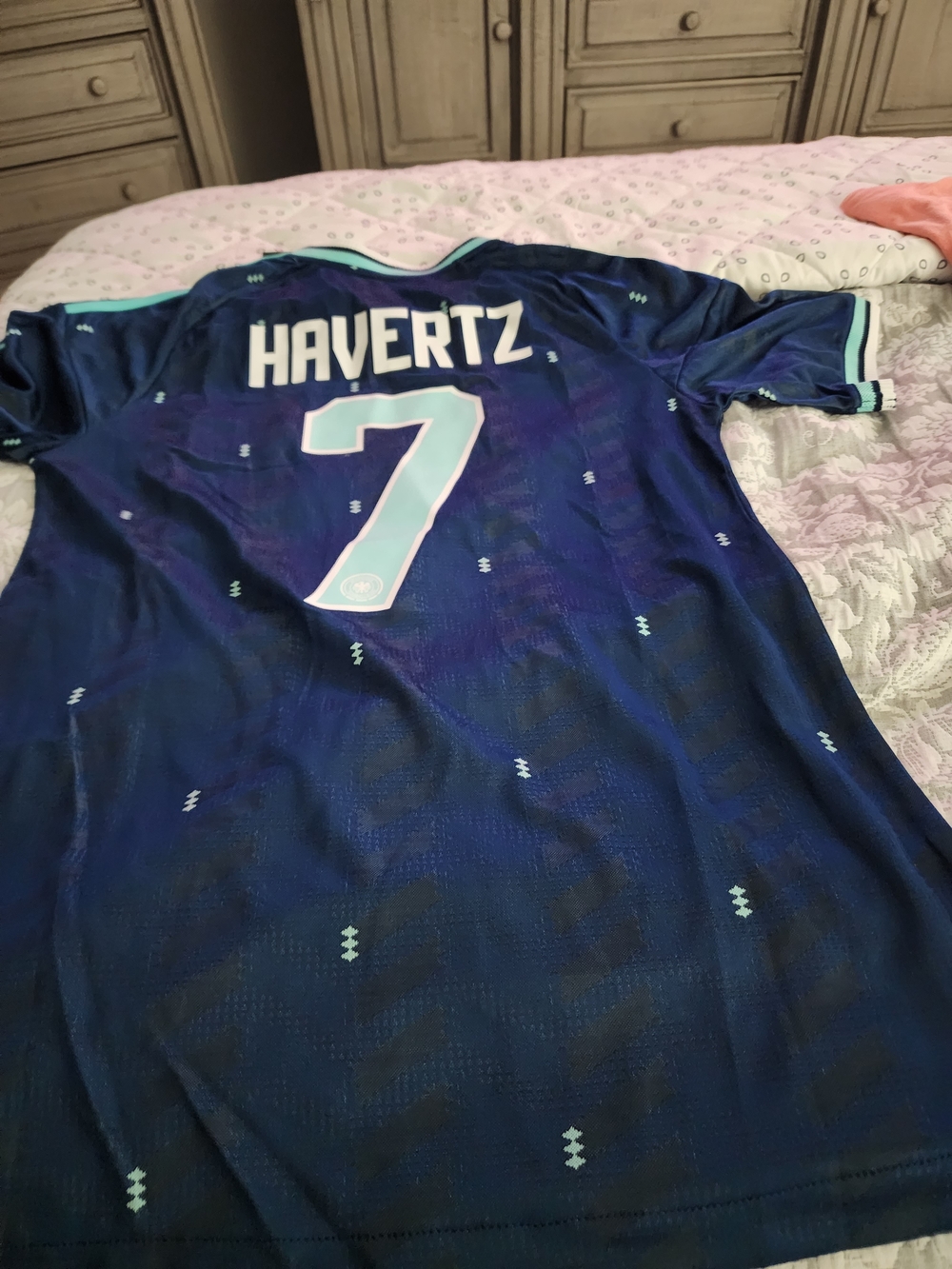 Kai Havertz #7 Navy Soccer Jersey with Light Blue Trim